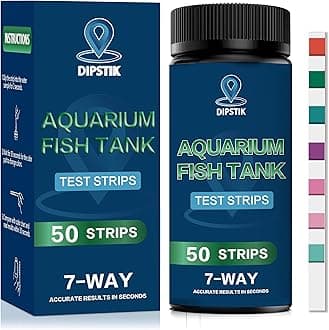 Aquarium Test Strips, 7-Way Aquarium Test Kit for Freshwater Saltwater,50 Strips Quick and Accurate Fish Tank Pond Test Strips,Test Nitrate, Nitrite, Chlorine,Hardness,Alkalinity, Carbonate, Ph