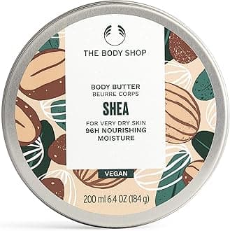 The Body Shop Shea Body Butter (1x 200ml), Shea Butter Body Moisturiser, Body Cream for Dry Skin, 96H Nourishing Moisture, Body Care, Non-Greasy, Non-Sticky Vegan Formula