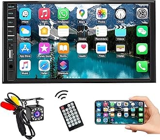 Car Stereo Double Din Radio with Bluetooth, Car Radio Touchscreen 7 Inch MP5 Player Car Stereo with Backup Camera Bluetooth, Mirror Link, FM/SWC/USB/SD/AUX, Car Audio Receivers with Subwoofer