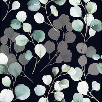 HAOKHOME Peel and Stick Wallpaper Black/Grey/Green Eucalyptus Leaf Floral Wall Mural Home Nursery Boho Decor 17.7in x 32.8ft