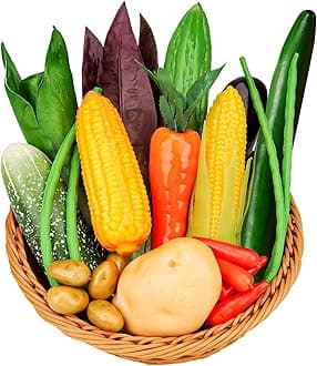 22 Pcs Fake Vegetables Set,Realistic Plastic Fake Fruit and Vegetable Decoration,Artificial Vegetable for Home Kitchen Decor, Fake Veggies Corn Cucumber for Photography Props Display