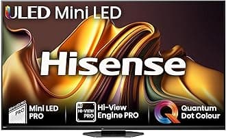 Hisense75 Inch Mini-LED Smart TV 75U8NQTUK, Quantum Dot Colour, Dolby Vision IQ & Atmos, iMax Enhanced, 2.1.2 Channel Speakers and Vidaa OS with Freely, Youtube, Netflix and Disney+ (2024 Model)
