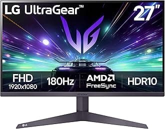 27GS50F-B 27-inch FHD (1920 x 1080) Ultragear Gaming Monitor with 180Hz, 1ms MBR, HDR10, AMD FreeSync, HDMI, DisplayPort, 3-Side Virtually Borderless Design, Black