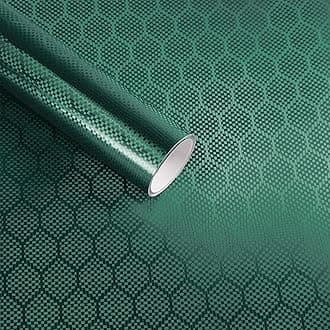 Lypumso Honeycomb Carbon Fiber Vinyl Wrap, Hex Pattern Vinyl Car Wrap with Air Release Technology, Self-Adhesive DIY Auto Exterior Interior Decor Film Sticker (Green, 1ft x 5ft)