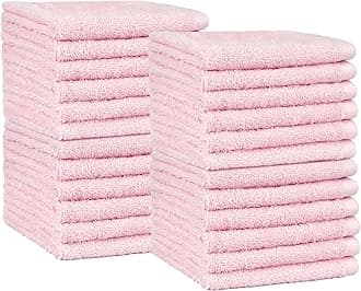 Highly Absorbent, Fast Drying 100% Cotton Washcloths for Bathroom and Face, 12 x 12 inches, Petal Pink, 24-Pack