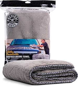 Woolly Mammoth Large Microfiber Drying Towel - 36 x 25 Inch Gray, Ultra Plush Super Absorbent Car Drying Towel for Cars, Trucks, SUVs, Motorcycles, RVs, and Auto Detailing