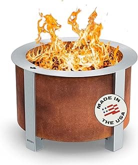 Smokeless Fire Pit (X Series 19, Corten Steel) | 22.1 inch Smokeless Fire Pit for Outside | 47 Pounds | Ideal for Families | Compatible with Wide Range of Breeo Accessories