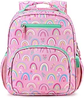 Girls Backpack 5-8: Lightweight Kids Backpacks for Girls - Girl Bookbag for Elementary School - Rainbow Pink