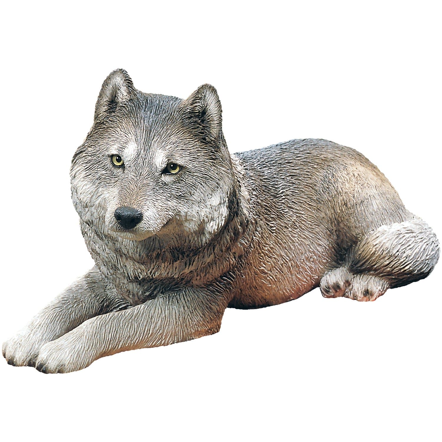Sandicast Original Size Gray Wolf Sculpture, Lying