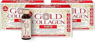 GOLD COLLAGEN Forte - Anti Wrinkle Collagen Supplements for Women & Men with Biotin, Vitamin C, Hyaluronic Acid, Marine Collagen for Hair Skin Nail - Antioxidant, Immune System Booster 3 Pack 10x50 ml