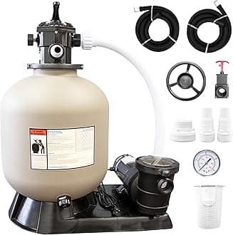 SWIMLINE Sand Filter Pump for Above Ground Pool - 19'', 1 HP, 4500 GPH Pump flow rate 7 way Multi port valve, Easy Installation
