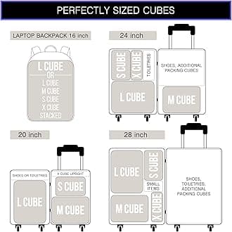 Premium Compression Packing Cubes for Travel - Bag Factor Luggage Organizer Set, Gray, Large, Medium, Small, Slim, Laundry Bag