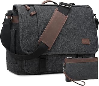 Nerlion Messenger Bag for Men 17-17.3 Inch Laptop Bag Canvas Water-resistant Computer Bag Shoulder Bag Work Briefcase Bookbag for College (Dark Gray)