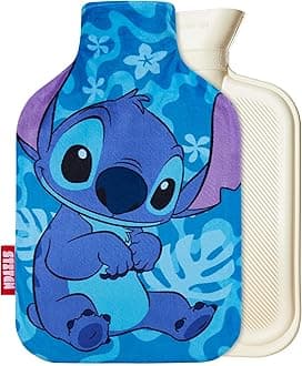 Disney Stitch Hot Water Bottle, Hot Water Bag with Soft Cover Hand Feet Warmer for Period Pain Neck Shoulder Muscle Joint Pain Relief, Stitch Gifts (Stitch Tropical_1700 ML)