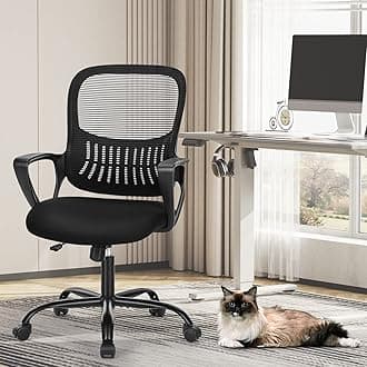 Sweetcrispy Home Office Ergonomic Mesh Executive Chair with Lumbar Support and Rolling Wheels, Computer Desk Adjustable Height Chair for Study