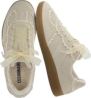 Belinda Women’s Lace Detail Casual Sneakers – Elegant Ribbon Lace-Up Shoes with Memory Foam