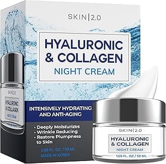 Skin 2.0 Hyaluronic & Collagen Face Moisturizer – Deep Hydration & Firming Night Cream For Dry or Dull Skin – Dermatologist Tested, Anti Aging, Korean Skin Care, Vegan, Clean Beauty – 1.69 Fl Oz