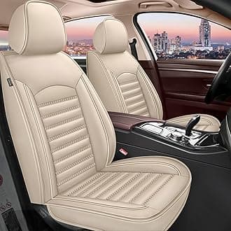 Car Seat Covers Fit for Mitsubishi Eclipse Cross 2018-2025 2026 Seat Cushion Compatible Airbag Waterproof Faux Leather Seat Cover(Only 2 Front Seat Covers)-Beige
