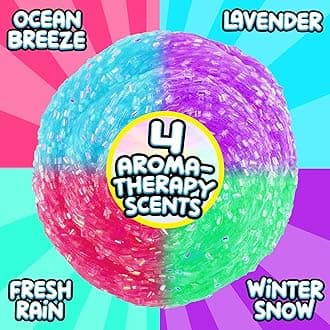 COMPOUND KINGS Fluffy Glitzy Bingsu Jar for Girls & Boys | Sensory Toys | Non-Sticky | Stress Relieving Tactile | (4-Pack, Pink, Blue, Purple & Green)