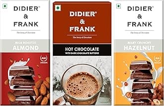 Didier & Frank Milk Chocolate With Almond and Hazelnut (50g Each), Hot Drinking Chocolate With Dark Buttons (200g)