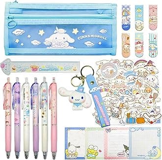 Cute Stationery Set Kawaii Stationery Set Cute School Supplies Includes Pencil Case, Gel Pens, Ruler, Sticky Notes, Stickers