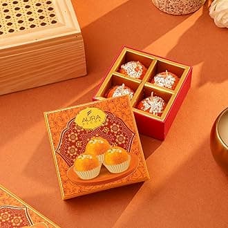 AuraDecor Traditional Ladoo Candles for Festive Gifting & Puja, Home Decor, Diwali Gift Set (Ladoo Candles, 8, Count)