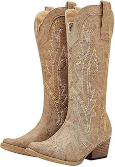 HISEA Women's Western Boots Pointy Toe Cowgirl Boots Cowboy Fashion Boots
