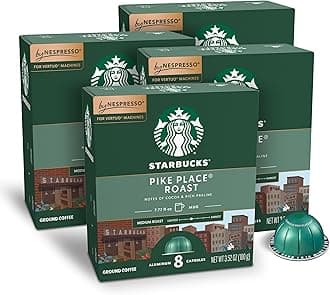 Starbucks Coffee Capsules for Nespresso Vertuo Machines — Medium Roast Pike Place Roast (Medium Roast Pike Place Roast, 68g)
