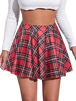 Avidlove Pleated Mini Skirt Plaid Skirts High Waist A Line Skater Skirt for Lingerie Schoolgirl