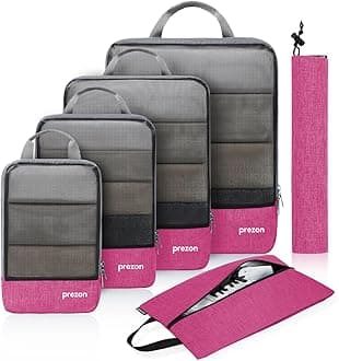 Prezon Compression Packing Cubes with Travel Shoes Bag and Laundry Bag