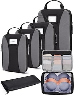 BAGSMART Compression Packing Cubes, 6 PCS Packing Cubes for Suitcases, Travel Bags Organizer for Luggage, Lightweight Packing Cube for Travel Essentials, Black
