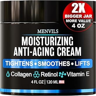 Mens Face Moisturizer Cream - Anti Aging & Wrinkle Repair - After Shave Lotion for Men with Collagen, Retinol, Vitamins E, Jojoba Oil - Age Facial Skin Care - Lightweight Day & Night Cream - 4 oz