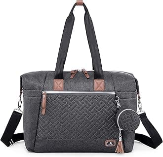Dikaslon Diaper Bag Tote with Pacifier Case and Changing Pad, Large Travel Diaper Tote for Mom and Dad, Multifunction Baby Bag for Boys and Girls, Dark Grey