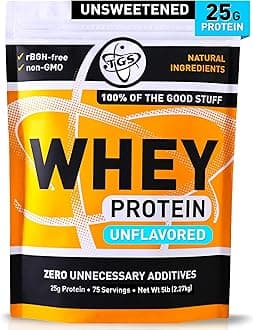 TGS Nutrition 100 Whey Protein Powder Unflavored, Unsweetened - Clean, No Artificial Ingredients for Men & Women - 5lb Bulk, Soy Gluten Free, Keto Friendly - Post Workout Muscle Recovery