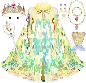 Princess Dress Up Toys Princess Dress Up Clothes Rainbow Mermaid Cape Kit 9 Pcs Gift Set