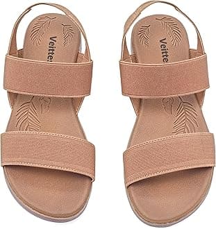 Veittes Women's Flat Slide Sandals - Casual Cross Strappy Elastic Strap Spring Summer Shoes.