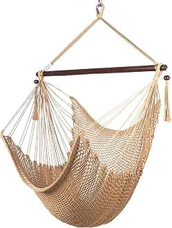 Caribbean Hammock Chair with Footrest - 40 inch - Soft-Spun Polyester - (Tan)