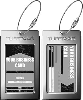 Luggage Tags TUFFTAAG for Business Cards, Metal Suitcase Labels, Travel Gifts