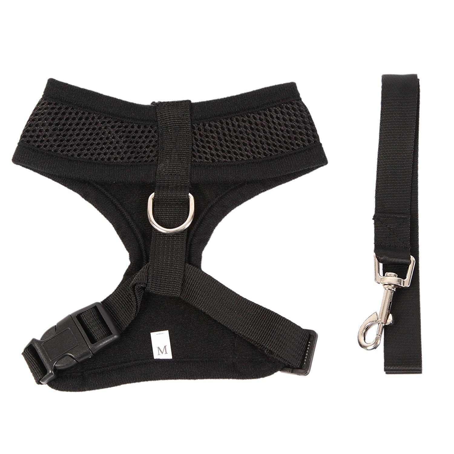 Soft Padded Vest Dog Harness No Pull No Choke No Tugging Medium Size Color Black for Dogs Puppies Pets, Neck Width: 12.6 inches