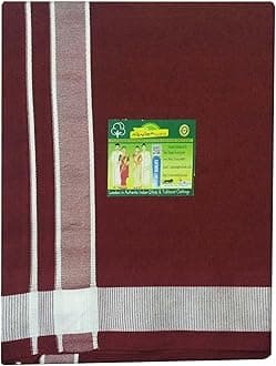 StylesindiaMen's Cotton Colored Dhoti with Fancy Border Kerala-style Veshti Mundu Kaili Lungi 2.0 Mtrs