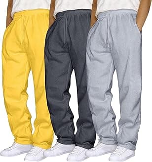 Mens 3 Pack Sweatpants Baggy Running Sports Pants Loose Casual Trousers Elastic Waist Drawstring Jogger Sweatpants