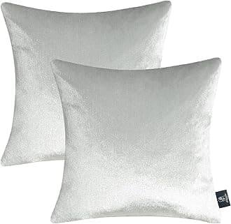 PhantoscopePack of 2 Velvet Decorative Throw Pillow Covers Soft Solid Square Cushion Case for Couch Shiny Silver 18 x 18 inches 45 x 45 cmOEKO-TEX STANDARD 100