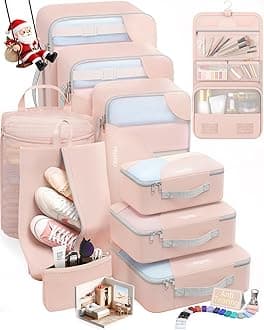 10 Set Packing Cubes for Travel, Gifts for Women Mom,Anti-Tearing Suitcase Organizer for Luggage with Shoe & Hanging Toiletry Bag,OlarHike Vacation Essentials & Accessories for Cruise Ship