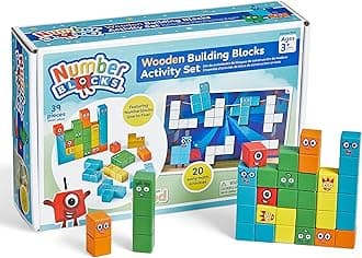 Numberblocks Wooden Building Blocks Activity Set, Wood Stacking Toy, Counting Blocks, Numbers for Toddlers, Math Games, Preschool Learning Activities,Birthday Gift, 39 Pieces