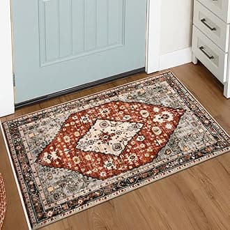 Lahome Boho Tribal Area Rug - Small Red Oriental Entryway Rugs for Bedroom, Soft Washable Non Slip Persian Bathroom Mat Indoor Throw Carpet, 2' x 3'