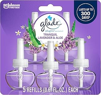 Glade PlugIns Refills Air Freshener, Scented and Essential Oils for Home and Bathroom, Tranquil Lavender & Aloe, 3.35 Fl Oz, 5 Count