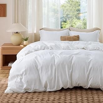Bedsure White Duvet Cover Queen Size - Soft Double Brushed Bedding Set for Kids & Adults, Zipper Closure, 3 Pieces, Includes 1 Duvet Cover (90"x90") & 2 Pillow Shams, NO Comforter