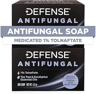 Defense Antifungal Bar Soap 2-Pack | Jock Itch, Ringworm, Athlete's Foot, Skin Fungus | Medicated Anti Fungal Treatment (Two Bars, No Case)