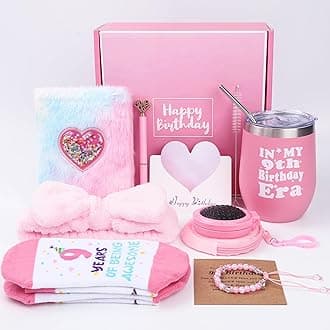 9 Year Old Girl Birthday Gifts – 9PCS Pink 9th Birthday Presents for Girl – Gifts for 9 Year Old Girls