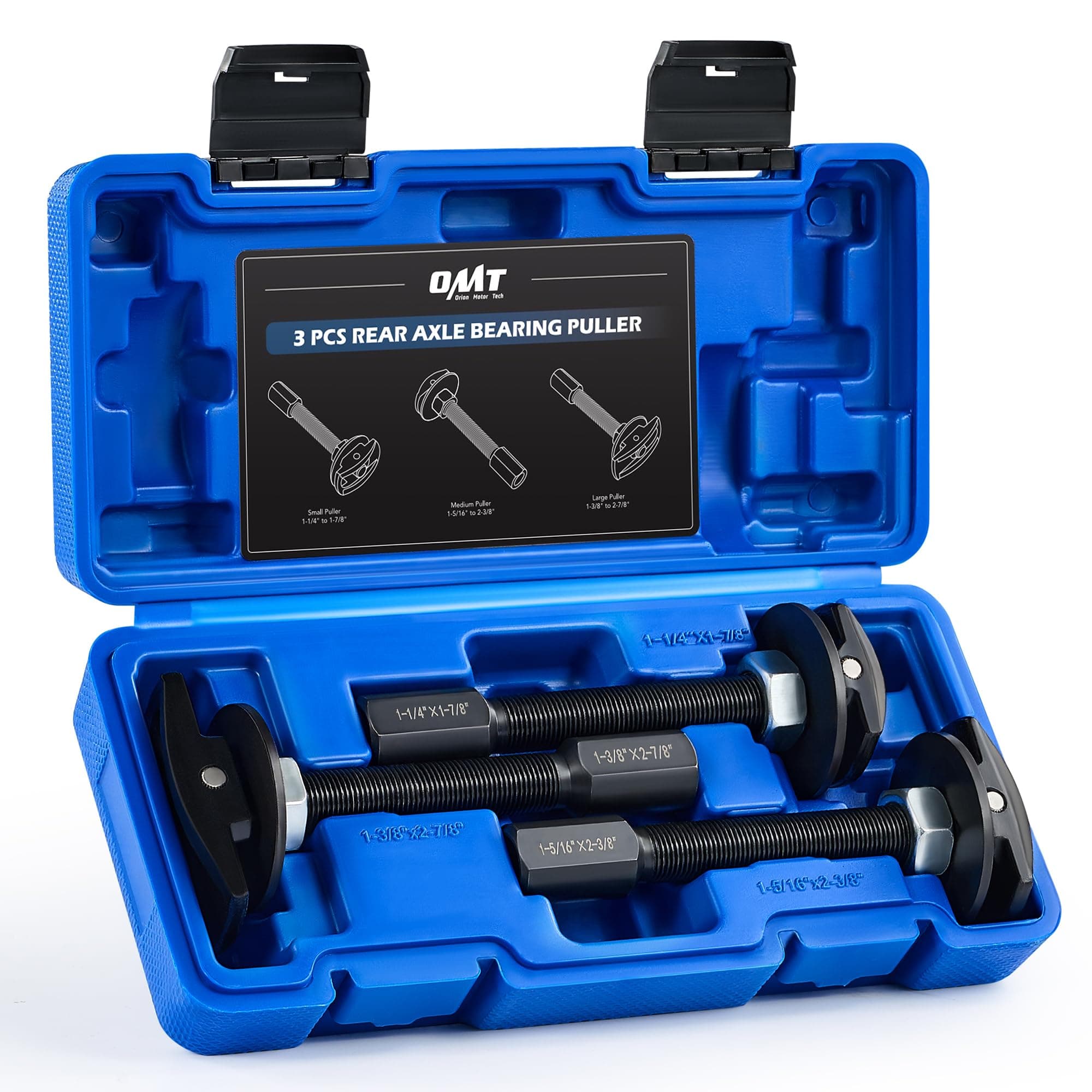 Orion Motor Tech Rear Axle Bearing Puller Tool Set, Rear Axle Bearing Remover Set, Rear Axle Bearing Removal Tool Kit with 3 Sizes 1-1/4 to 1-7/8, 1-5/16 to 2-3/8, & 1-3/8 to 2-7/8